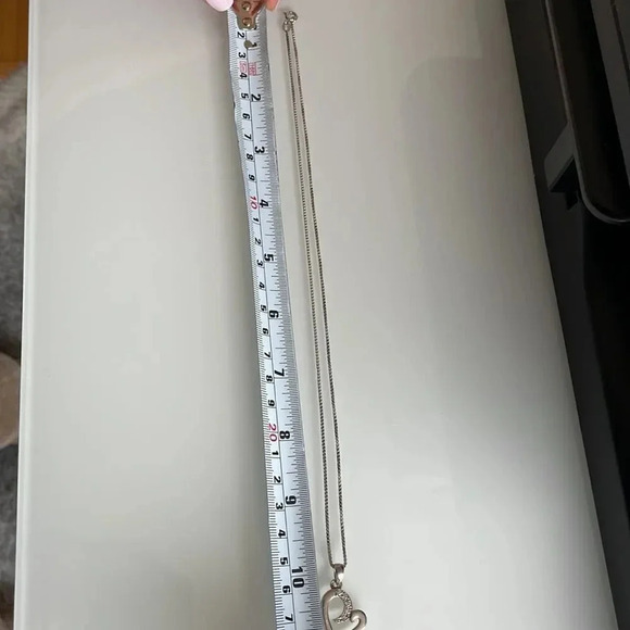 Silver Plated Heart Shaped Necklace with Charm - Picture 8 of 9